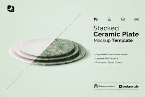 Stacked Ceramic Plate Mockup