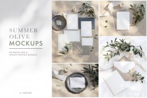 Summer Olive Wedding Mockups & Stock Photos Set
