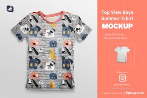 Top View Boy’s Summer Tshirt Mockup