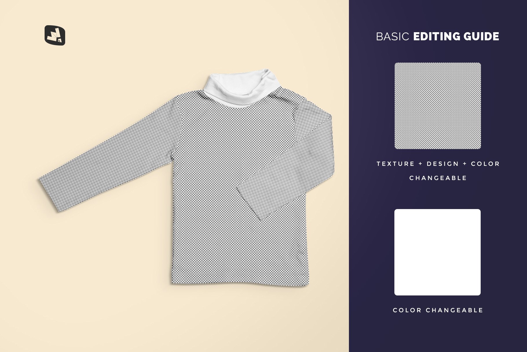 Top View Toddler Turtle Neck Tshirt Mockup