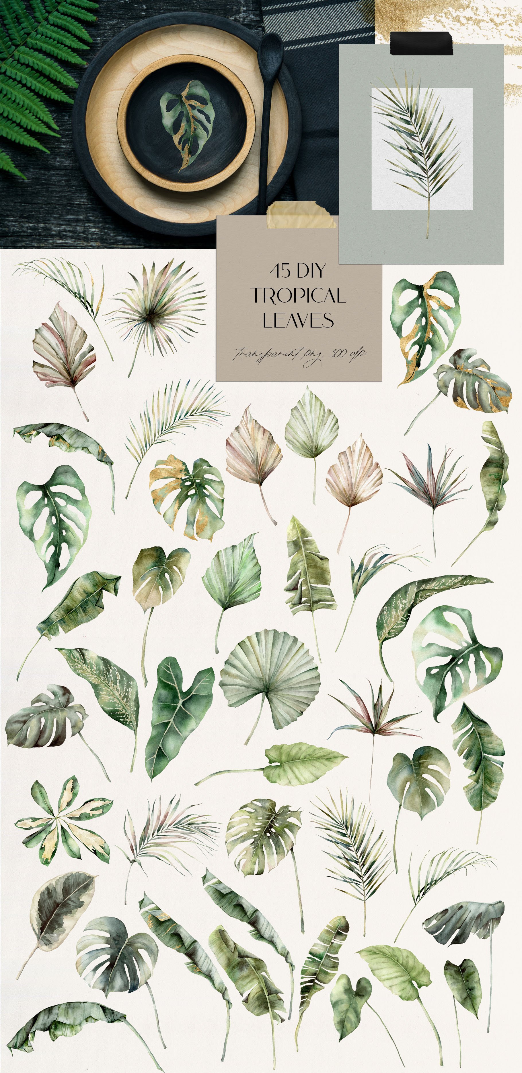 Tropicana - Watercolor Tropical Leaves, Flowers