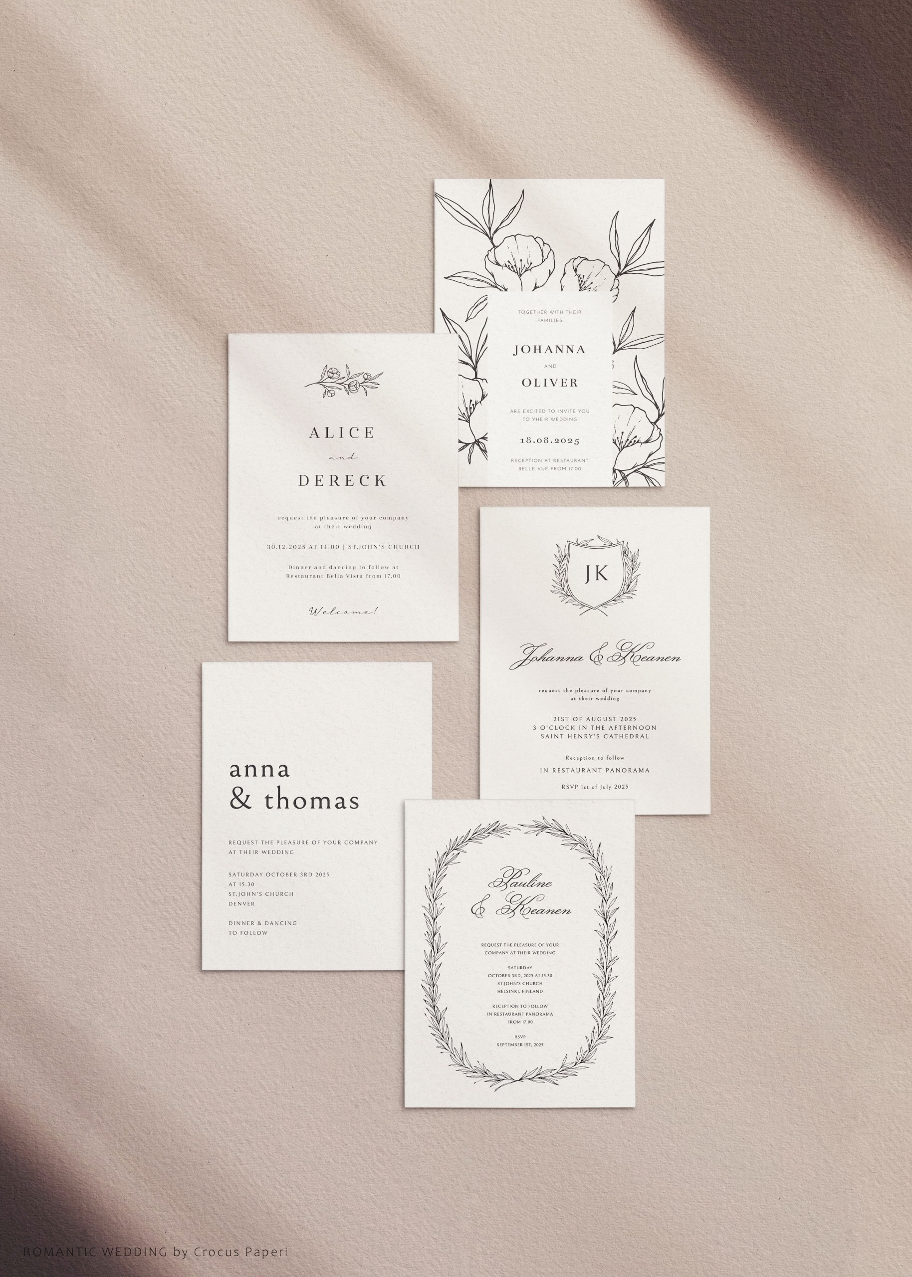 Romantic Wedding - 10 invitations