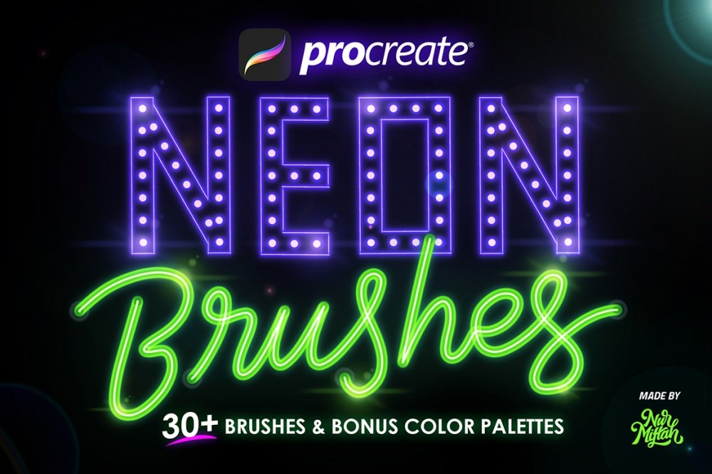 30+ Procreate Neon Brushes