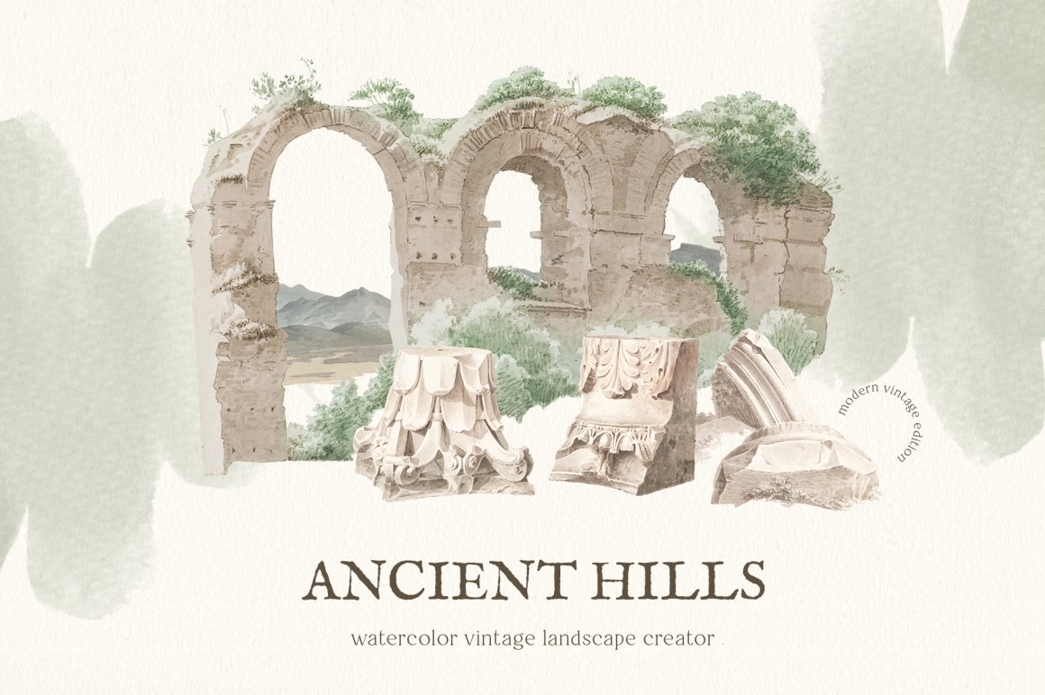 Ancient Hills Vintage Landscape Set