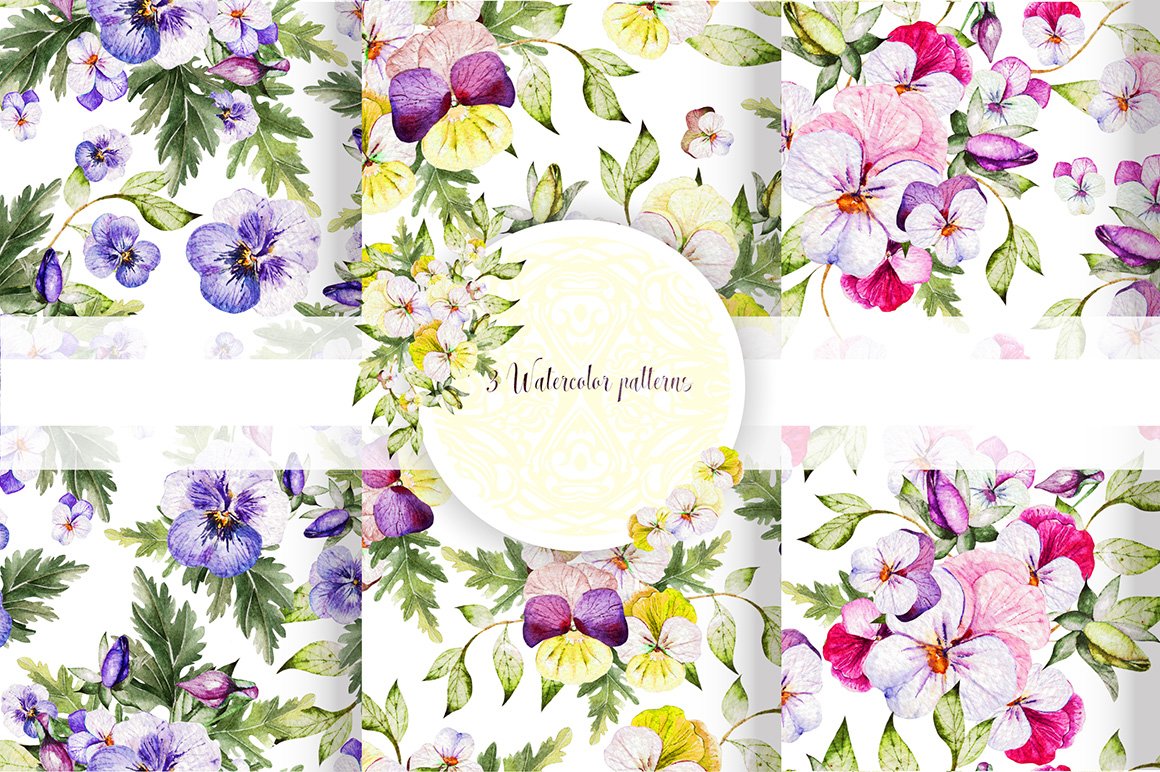 Beautiful Watercolor Pansy Flowers