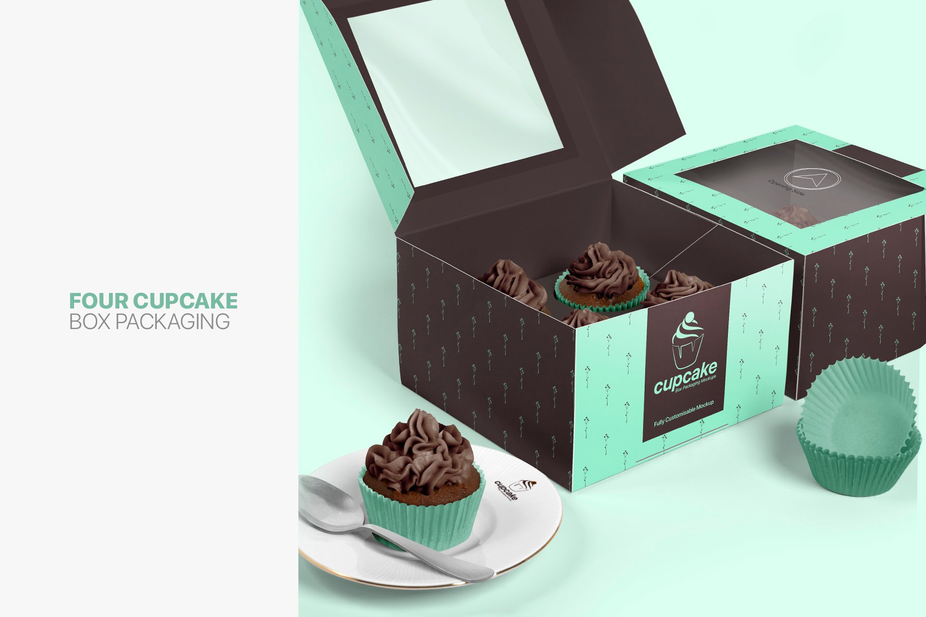 Cupcake Box Packaging Mockups Bundle