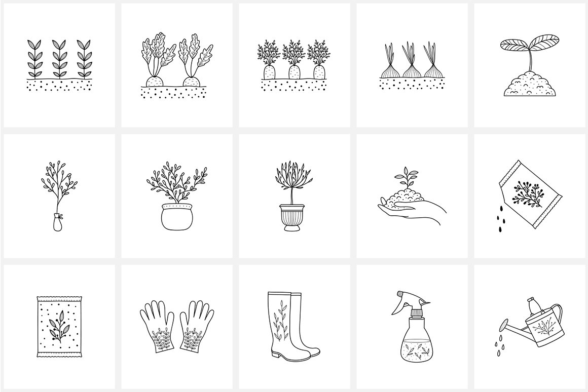 Farming & Gardening Line Icon Set - Design Cuts