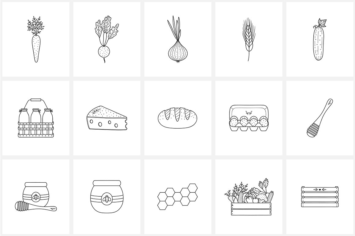 Farming & Gardening Line Icon Set