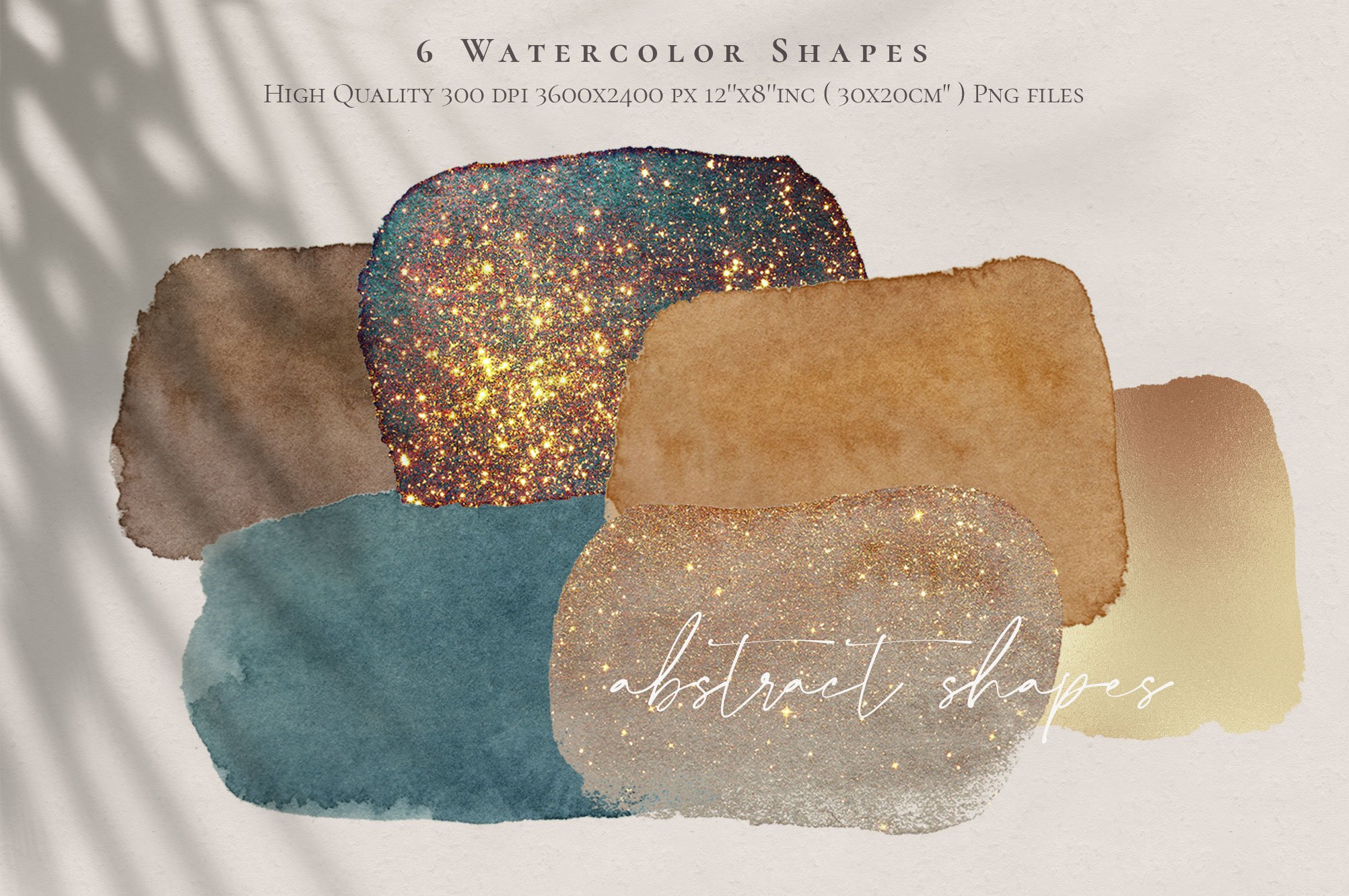 Gold Watercolor Shapes JPG and PNG Overlays