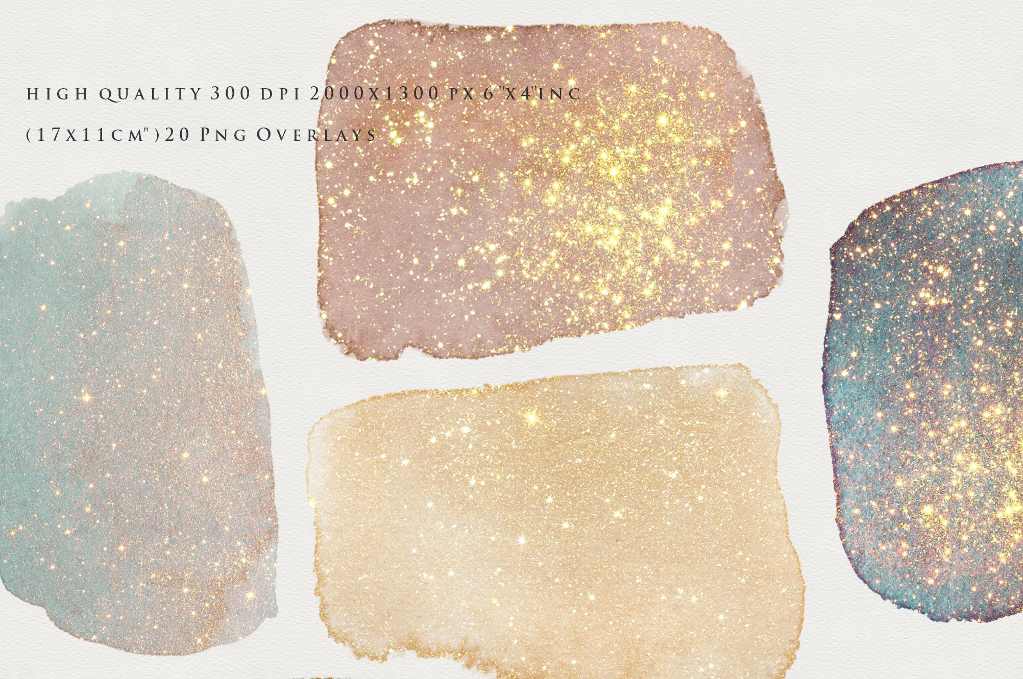 Gold Watercolor Shapes PNG Overlays