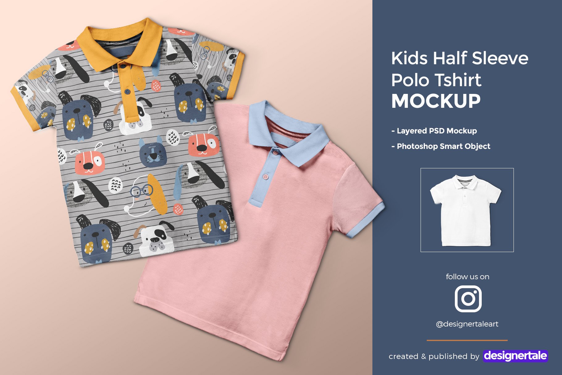 Kid’s Half Sleeve Polo T-Shirt Mockup