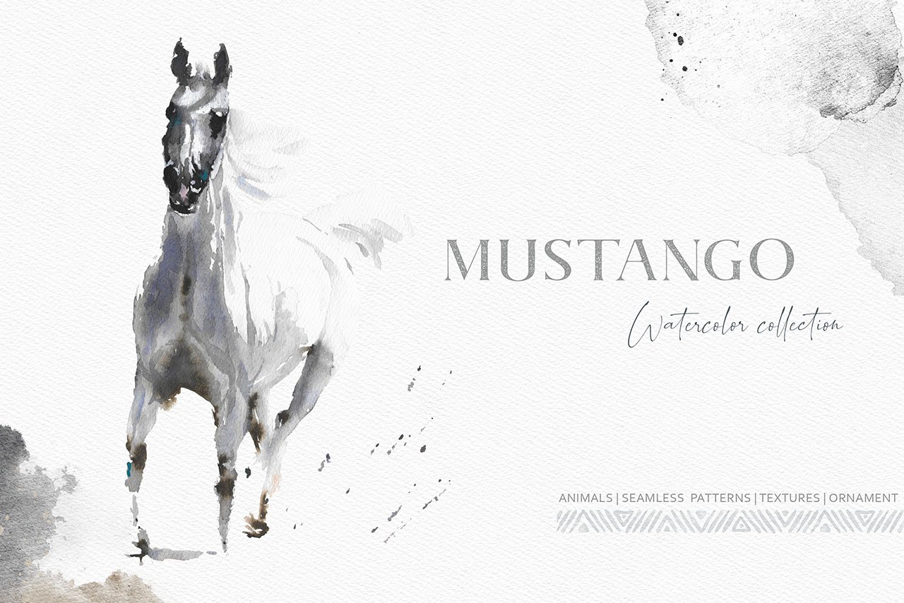Mustango Watercolor Wild Animals Collection
