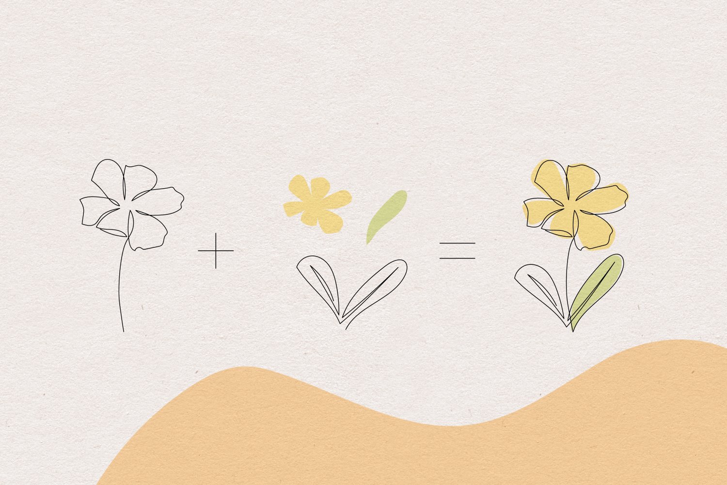 One Line Flowers & Abstract Shapes Vector Clip Art
