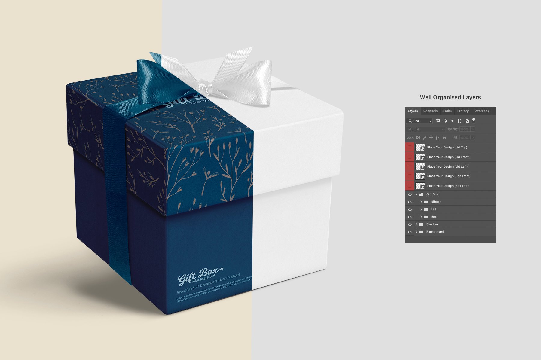 Square Gift Box Mockups Set 9