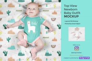 Top View Newborn Baby Outfit Mockup