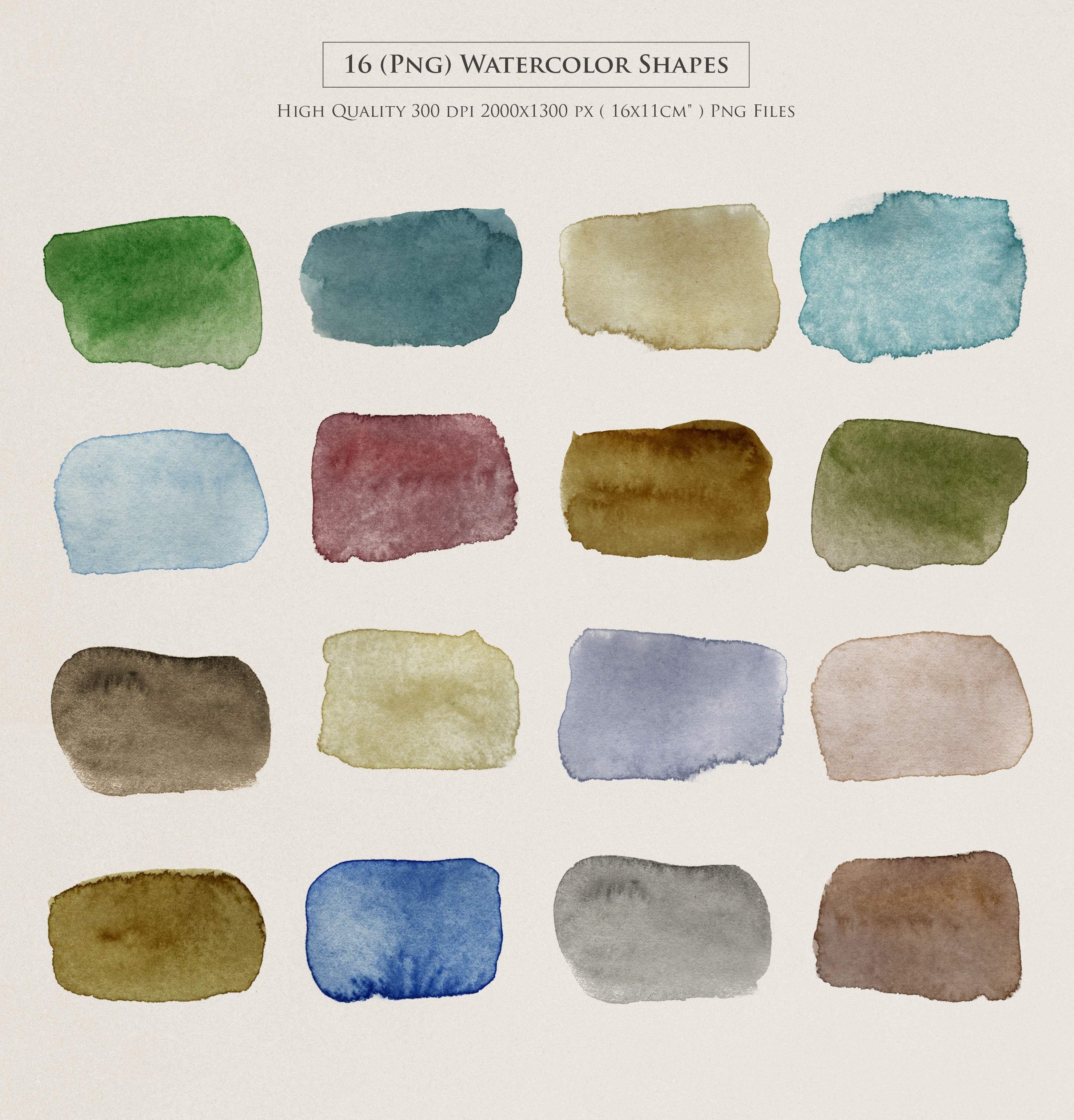 Watercolor Shapes PNG Overlays 2
