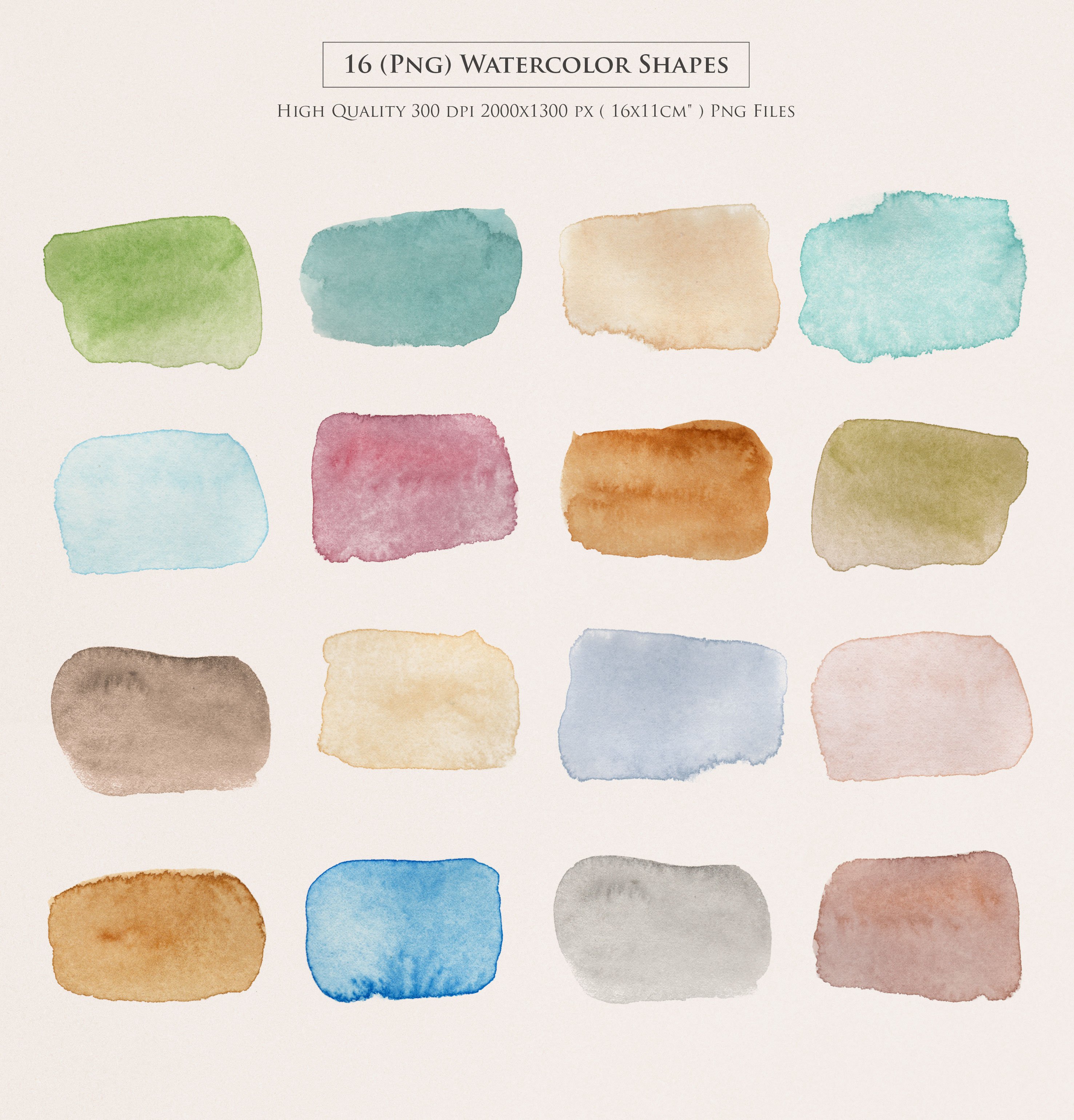 Watercolor Shapes PNG Overlays