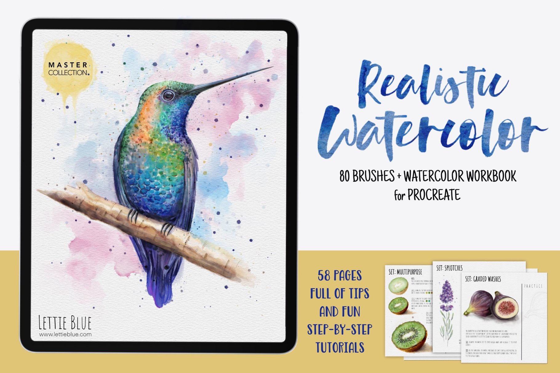 80 Realistic Watercolor Brushes for Procreate 5X