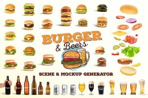 Burger & Beer Mockup and Scene Creator