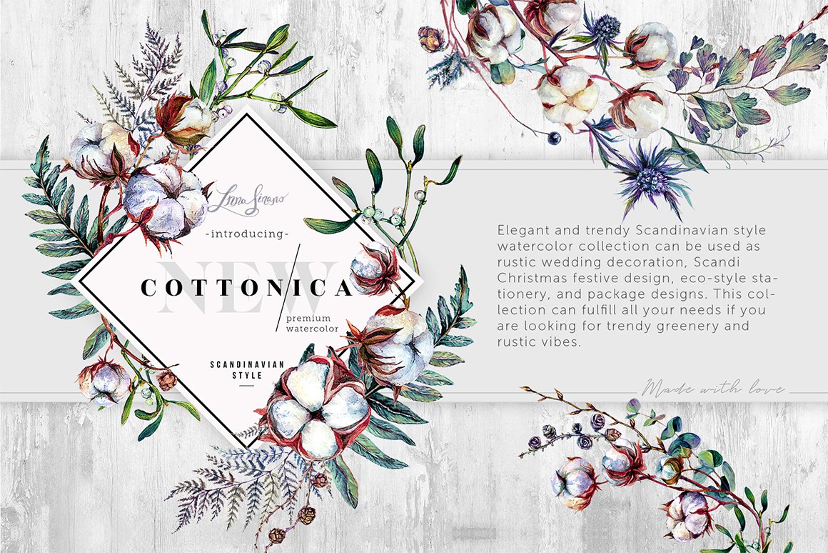 Cottonica - Trendy Greenery Watercolor Collection