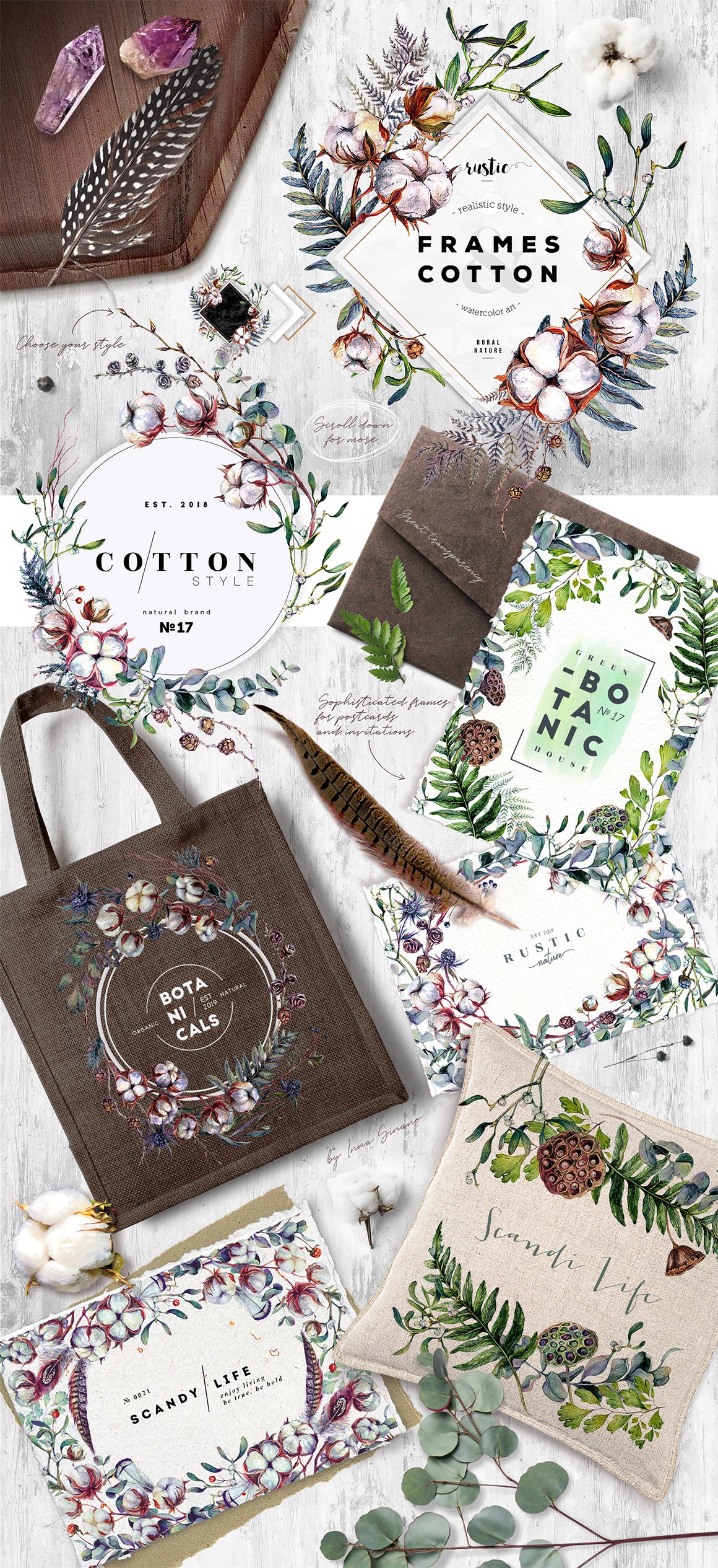 Cottonica - Trendy Greenery Watercolor Collection