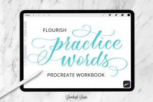 Flourish Practice Words Procreate Workbook