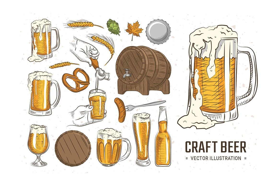 Hand Drawn Vector Beer Illustrations