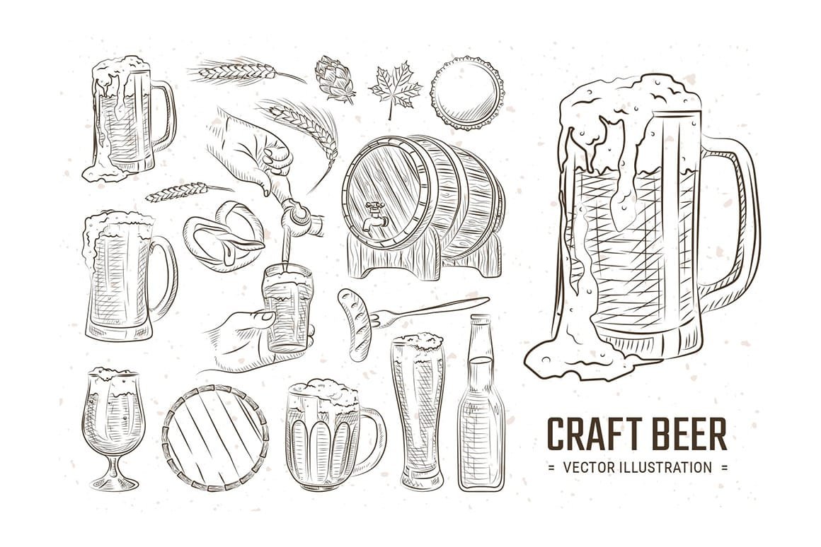 Hand Drawn Vector Beer Illustrations
