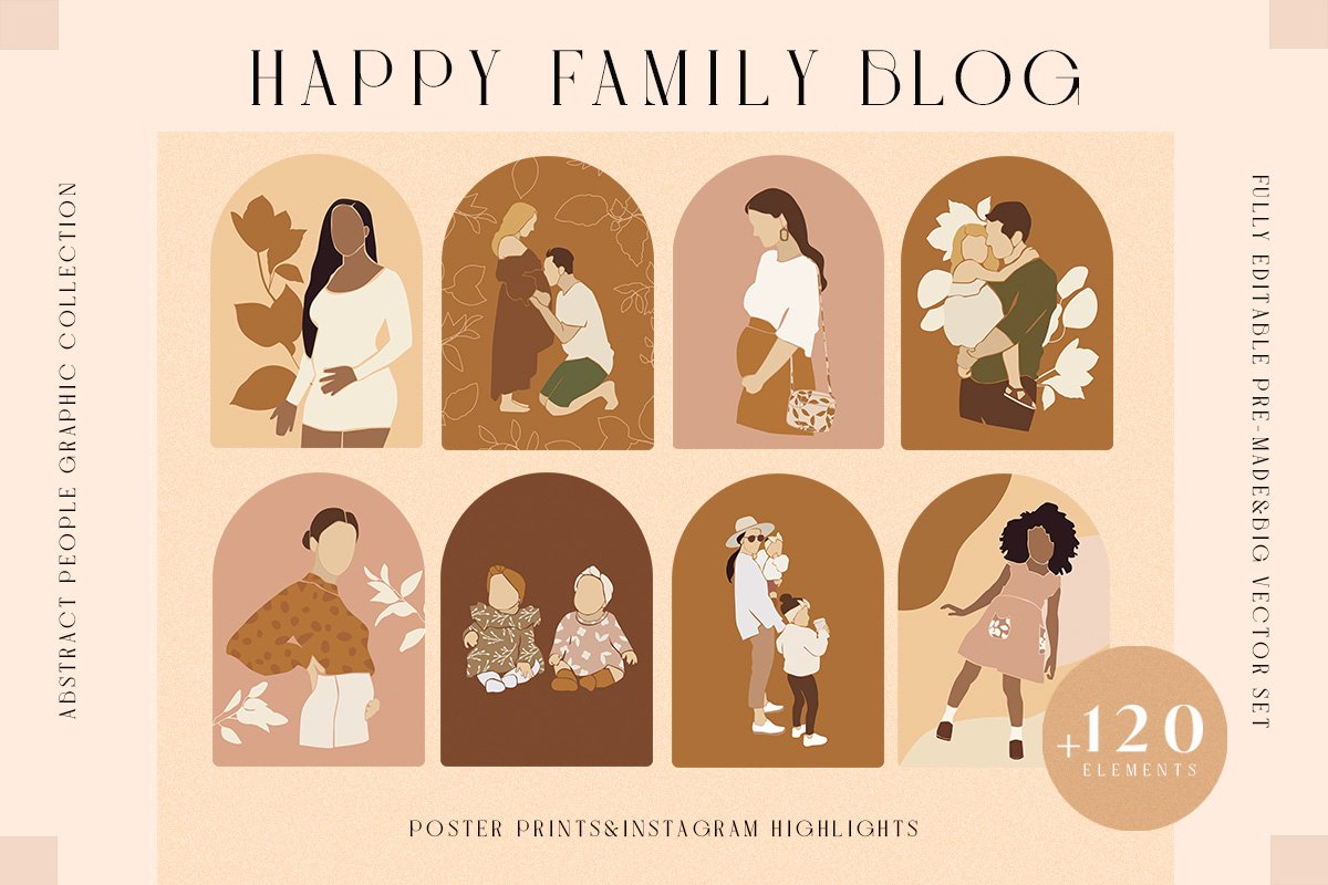 Happy Family Blog Clipart Kit