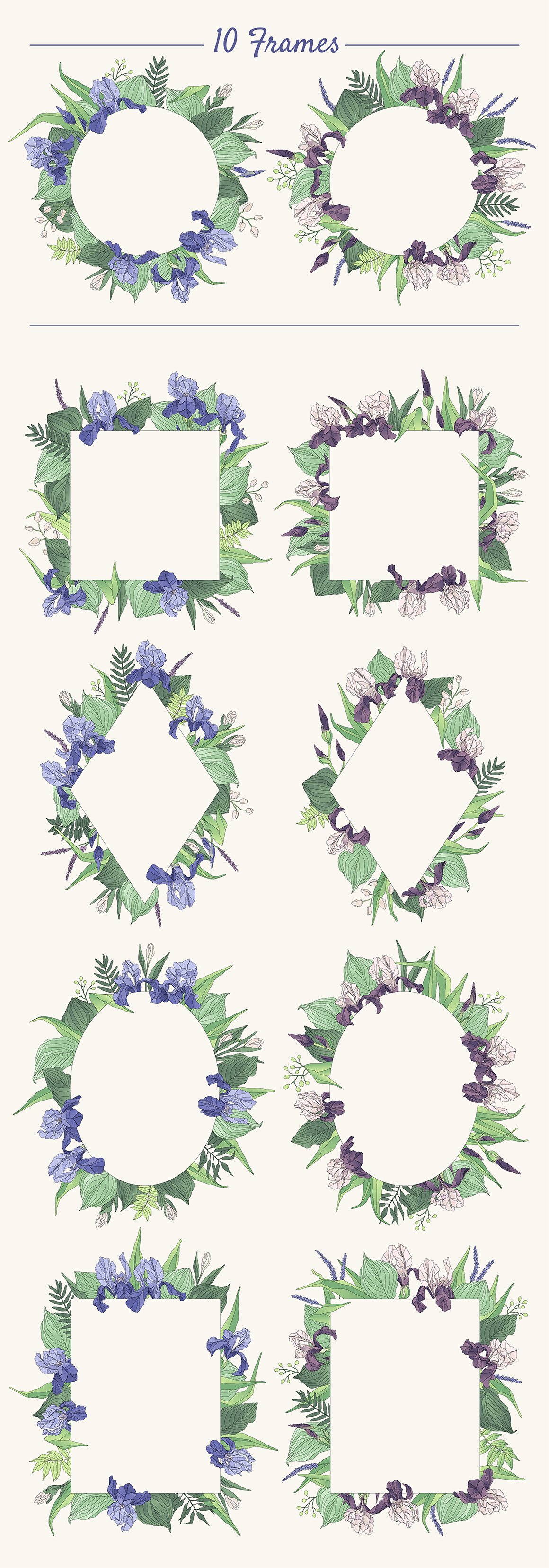 Iris Bouquet. Set of Floral Elements