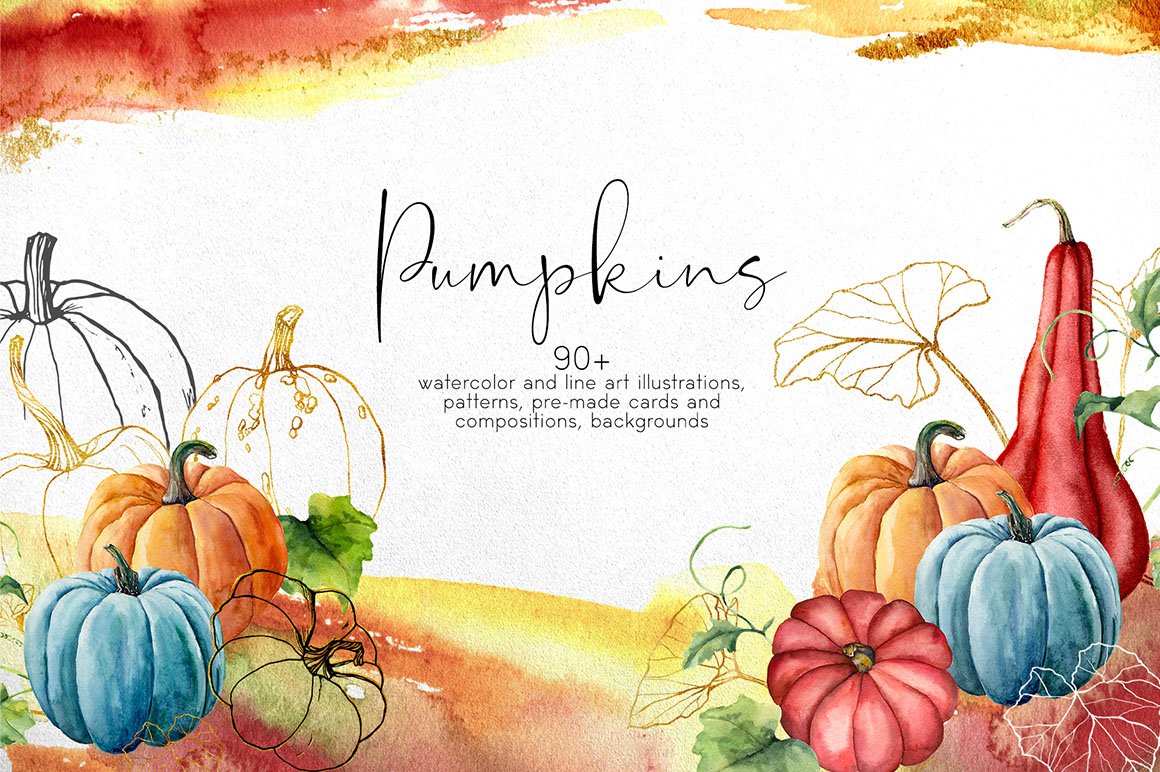 Pumpkins - Watercolor Pumpkin Bundle