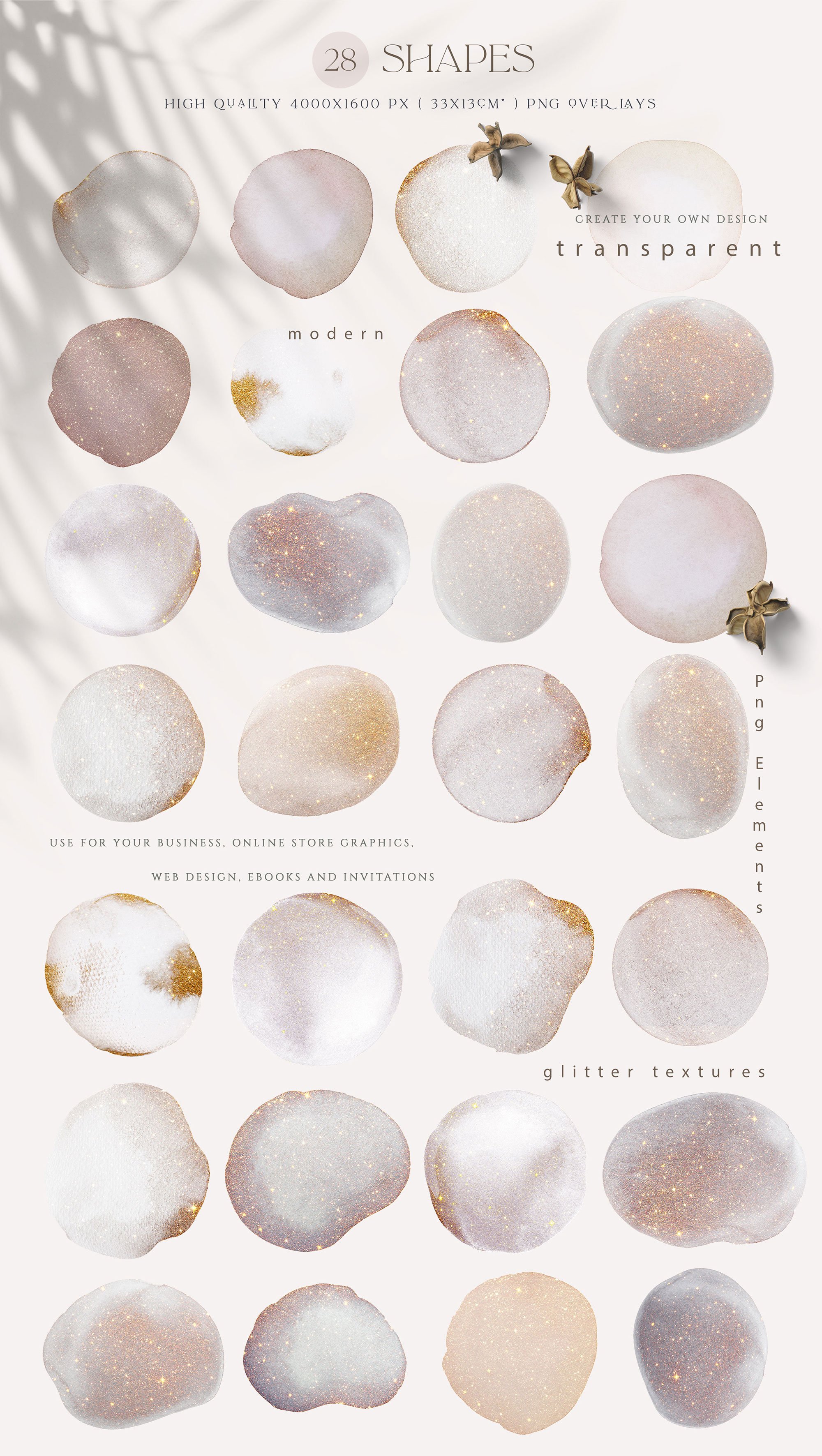 Rose Gold Watercolor Shapes - Deluxe Collection