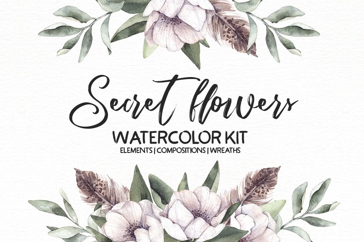 Secret Flowers. Watercolor Kit
