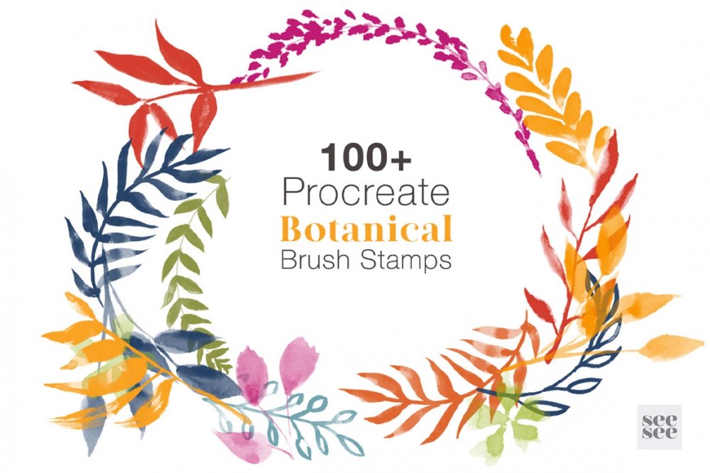100 + Botanical Procreate Brush Stamps