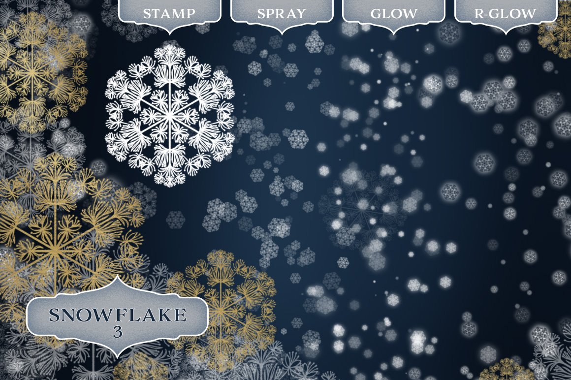 48 Dynamic Snowflake Brushes for Photoshop
