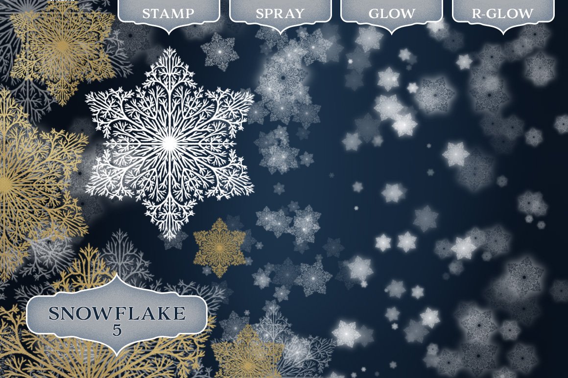48 Dynamic Snowflake Brushes for Photoshop