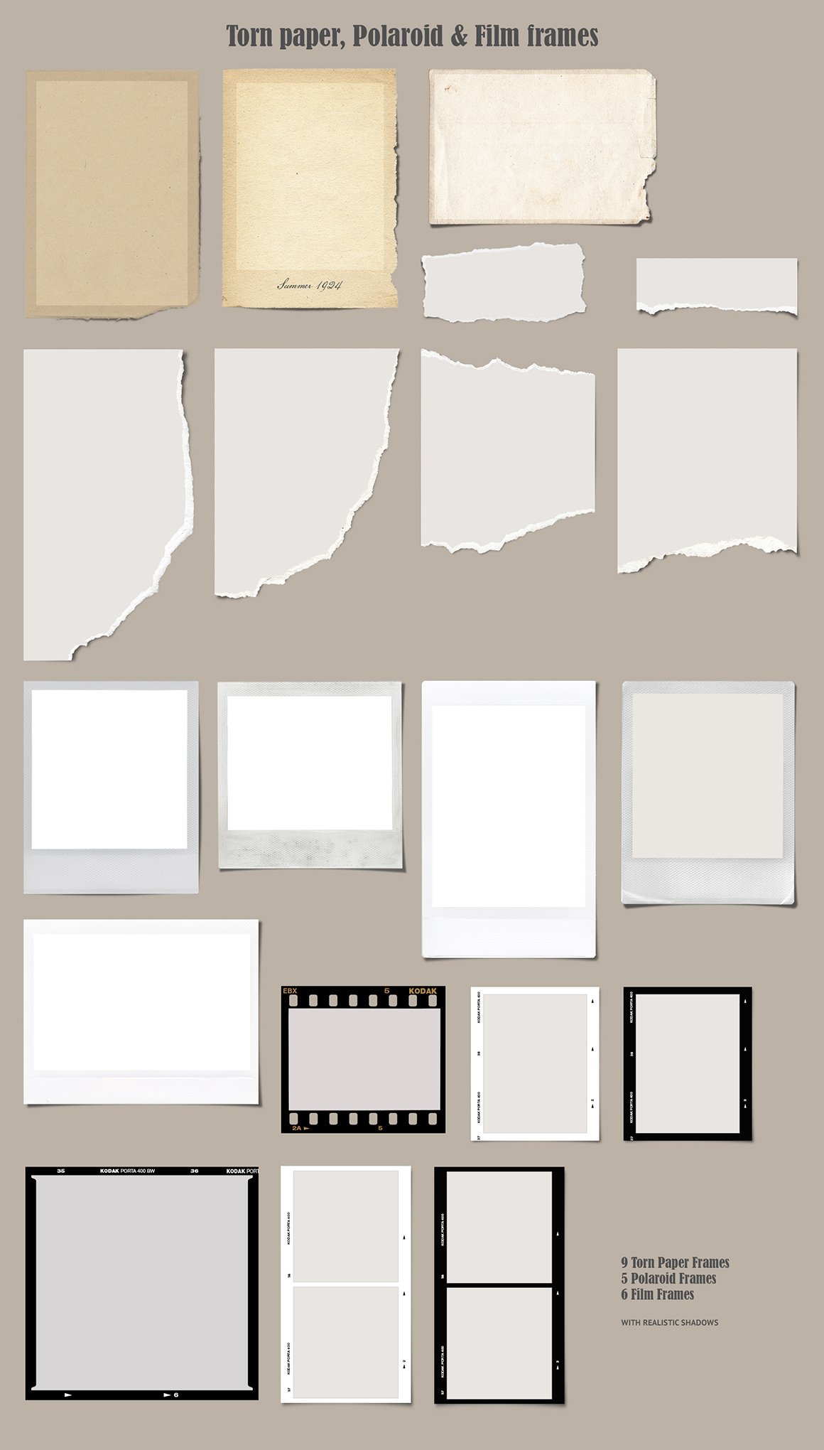 60 Realistic Photo Frames & Papers