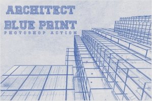 Architect Blueprint Photoshop Action