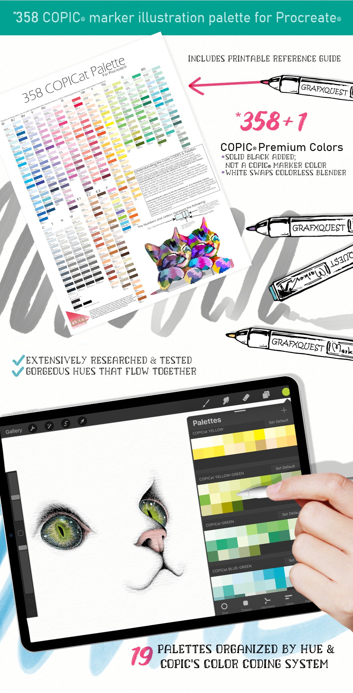 Copicat Procreate Color Palettes & Marker Brushes