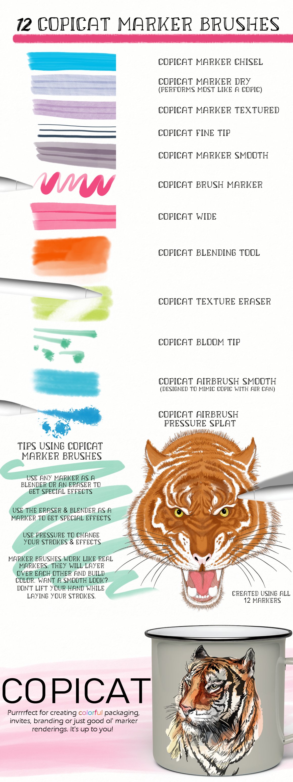 Copicat Procreate Color Palettes & Marker Brushes