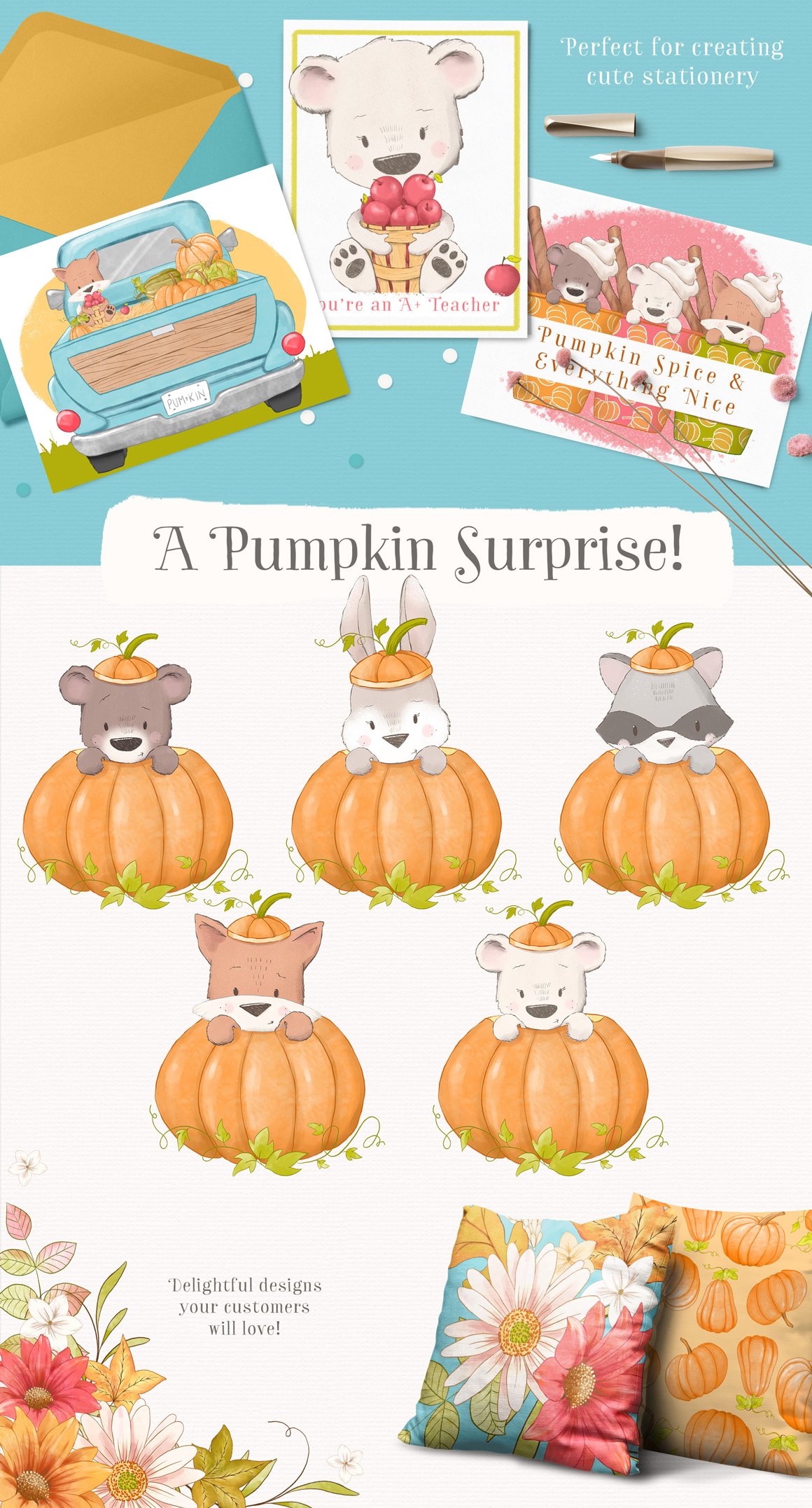 Happy Fall Y'all Animal Clipart Kit