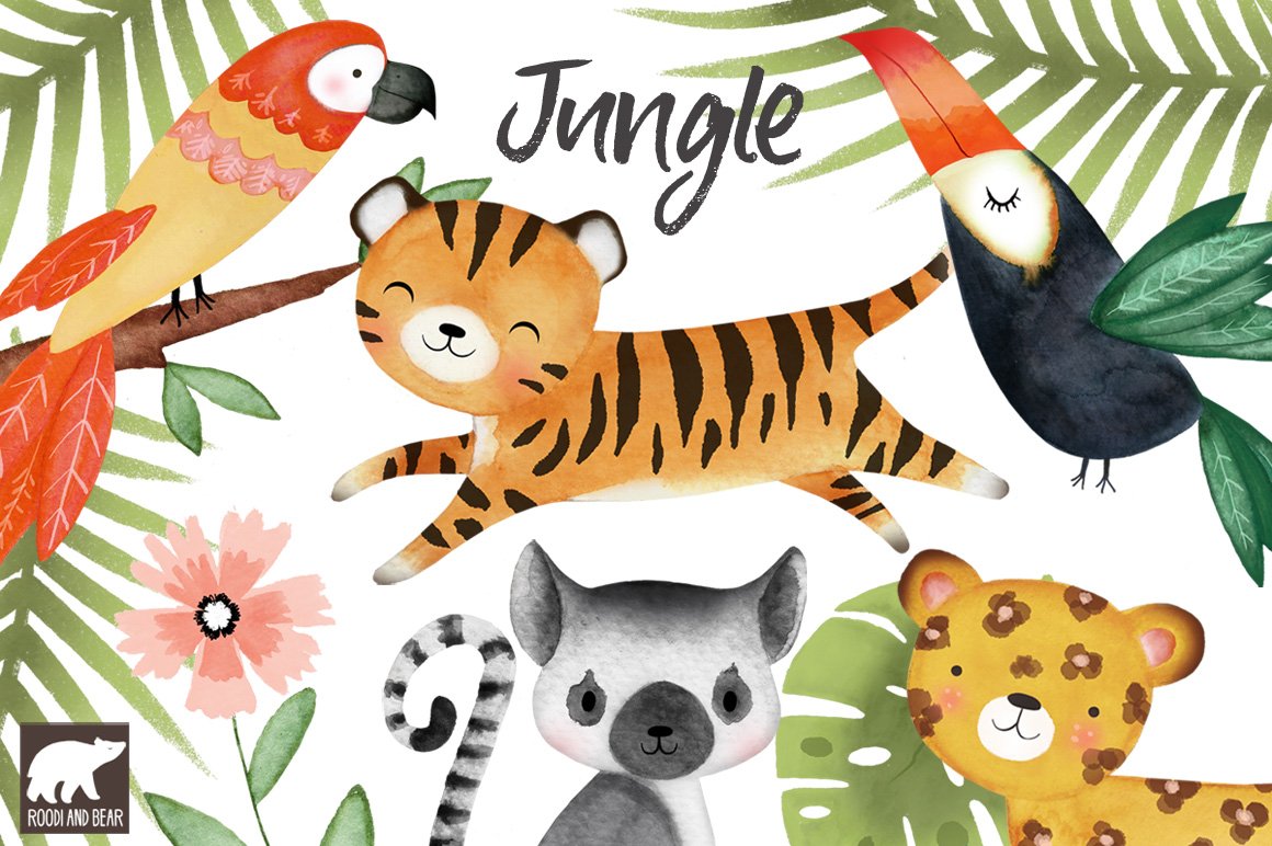 Jungle Watercolor Animals