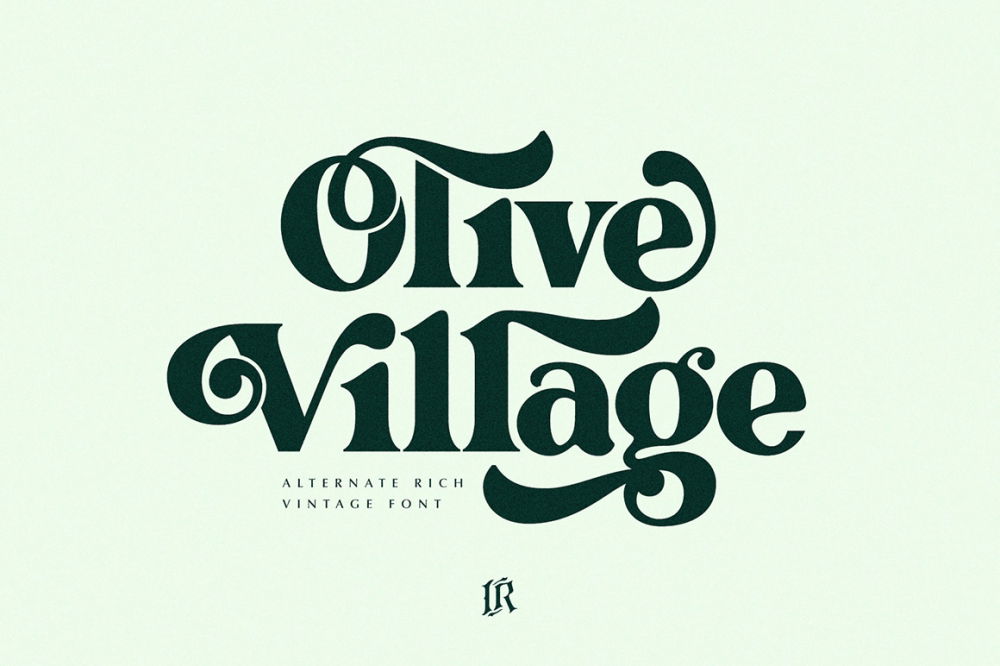 Olive Village Vintage Font Design Cuts