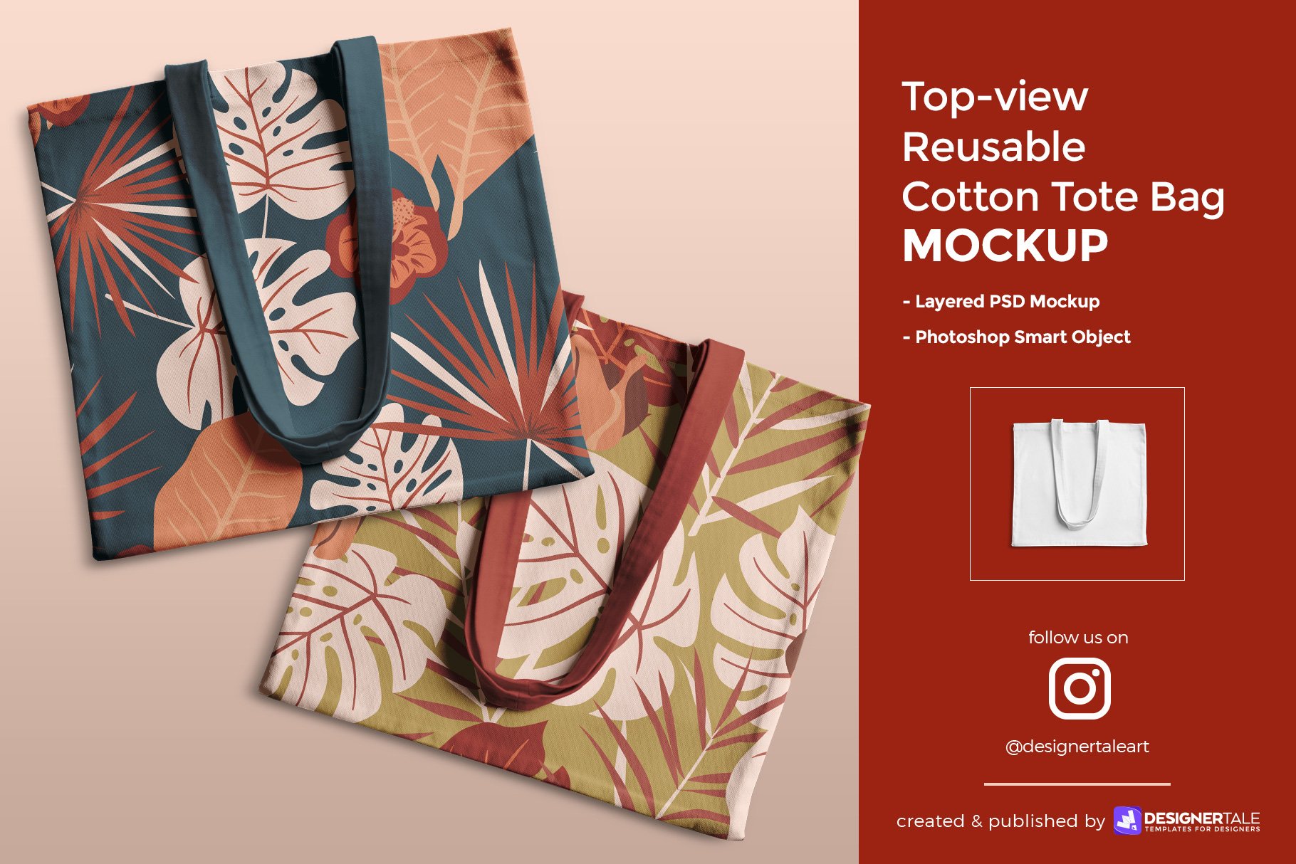 Top-view Reusable Cotton Tote Bag Mockup
