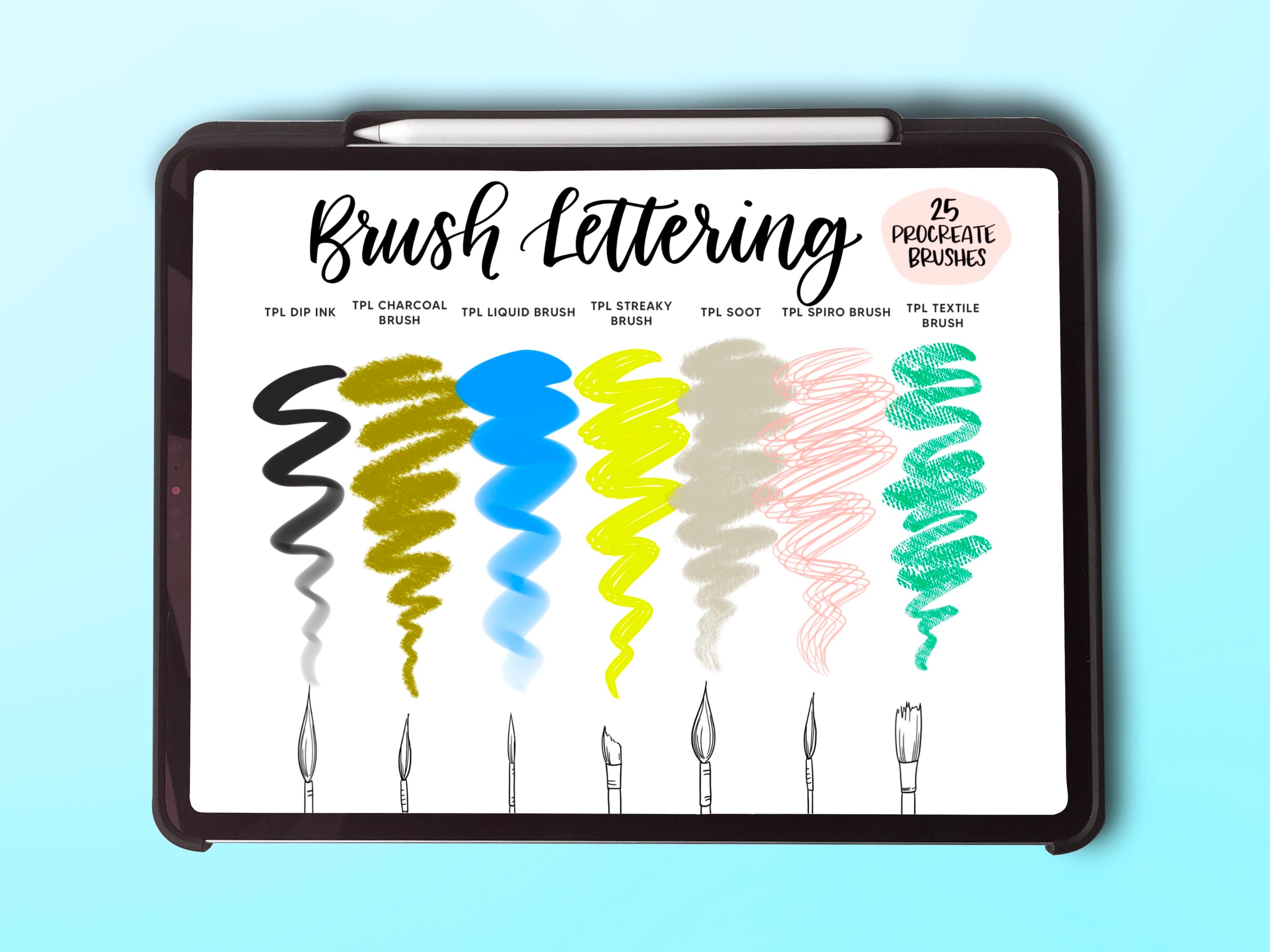 Ultimate Brush Lettering 25 Brush Procreate Pack