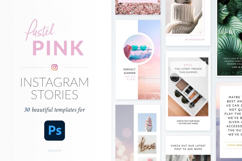 Instagram Stories Pastel Pink Pack – Photoshop