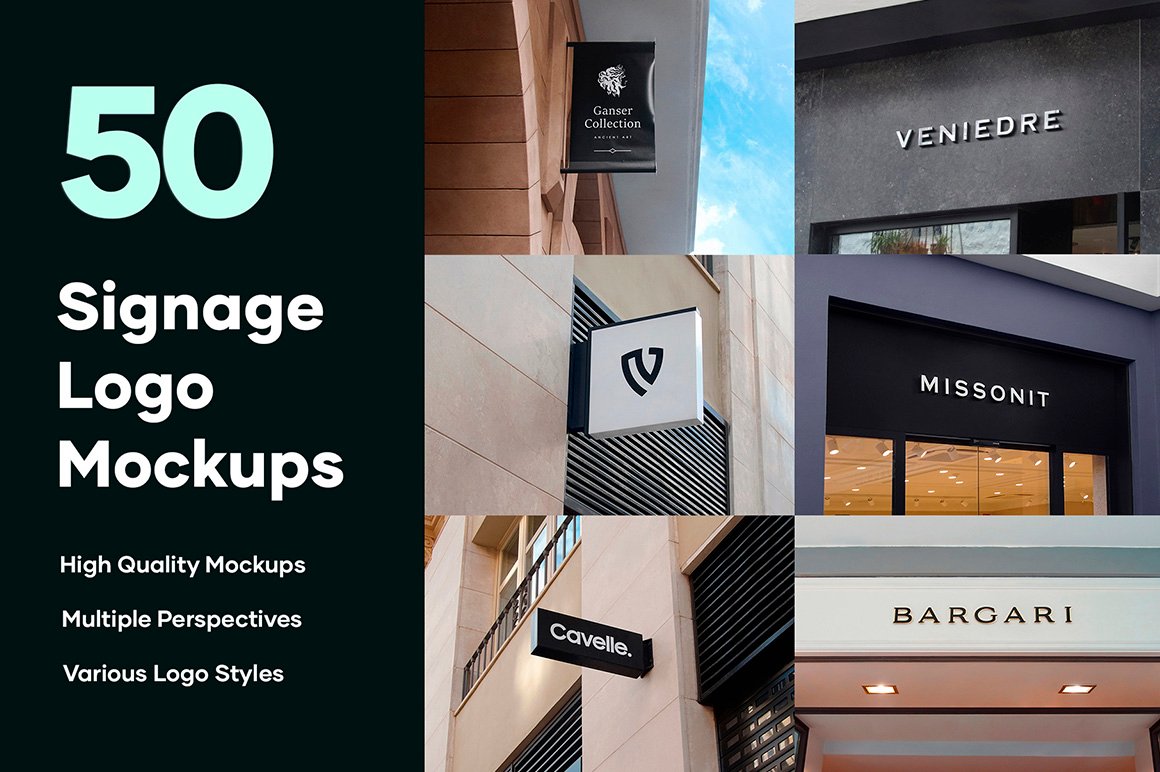 50 Signs & Facade Logo Mockups