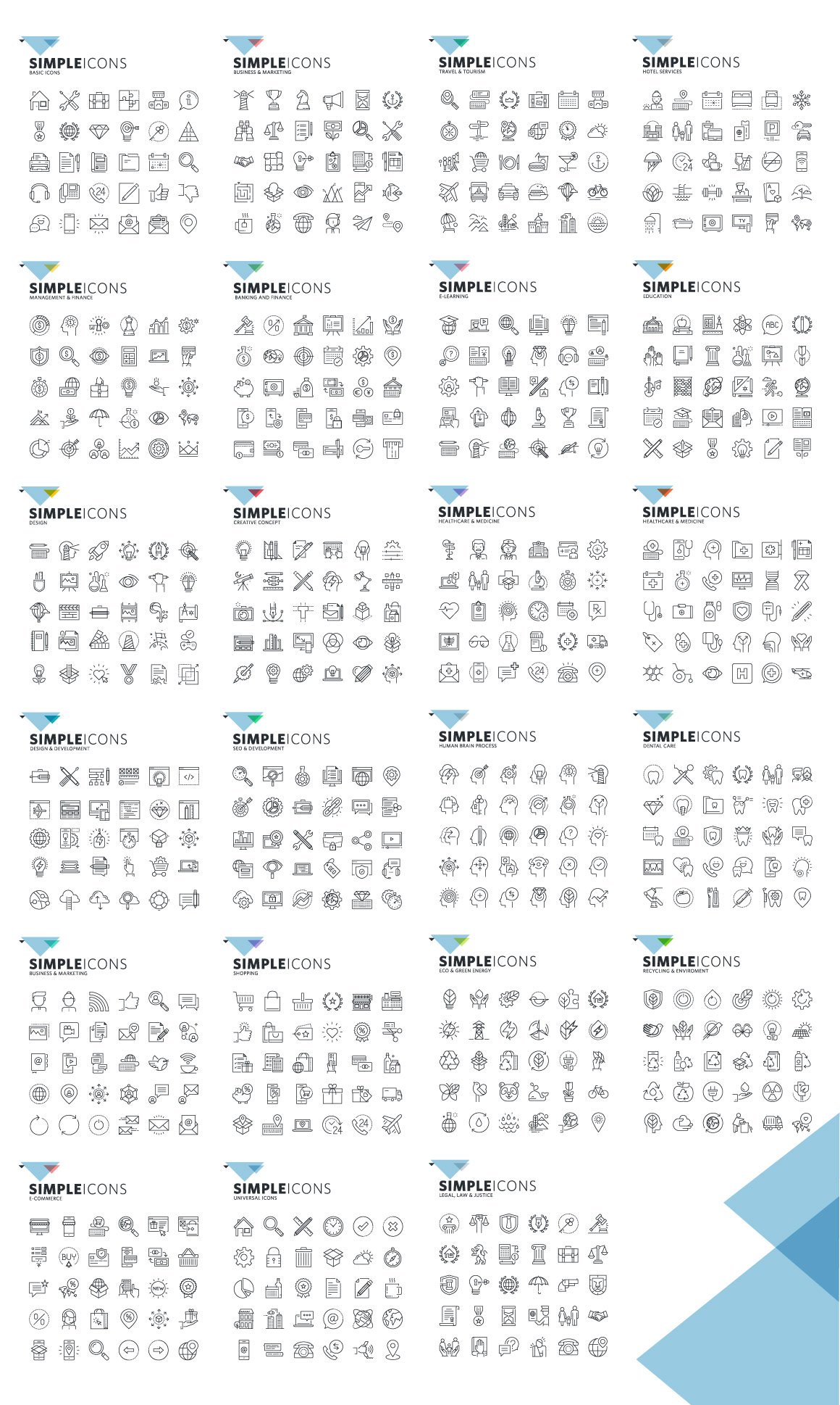 690 Simple Business Line Icons