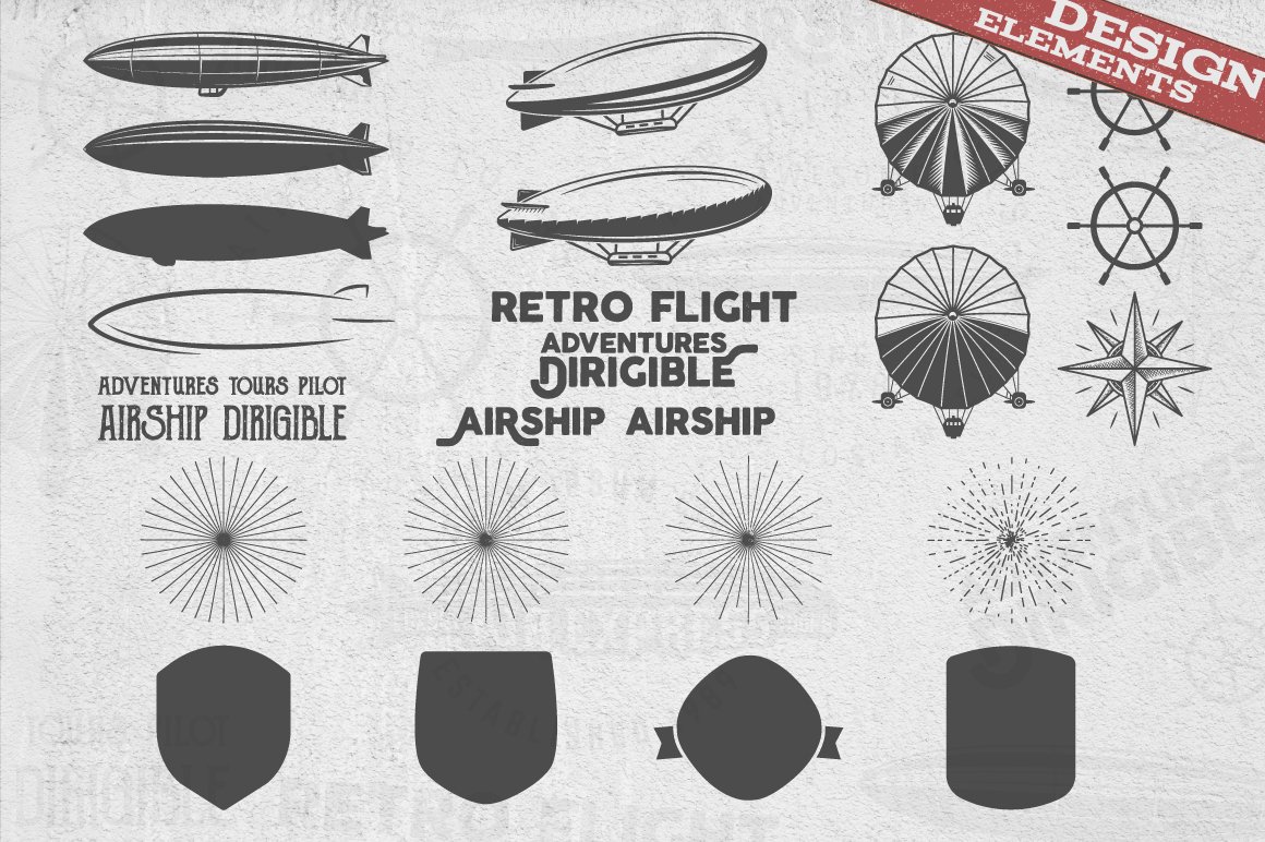 Airship Badges & Dirigible Design Elements