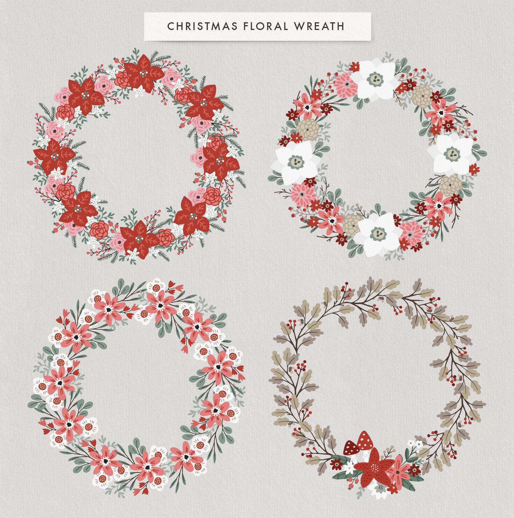 Bright Christmas Illustrations and Patterns Set